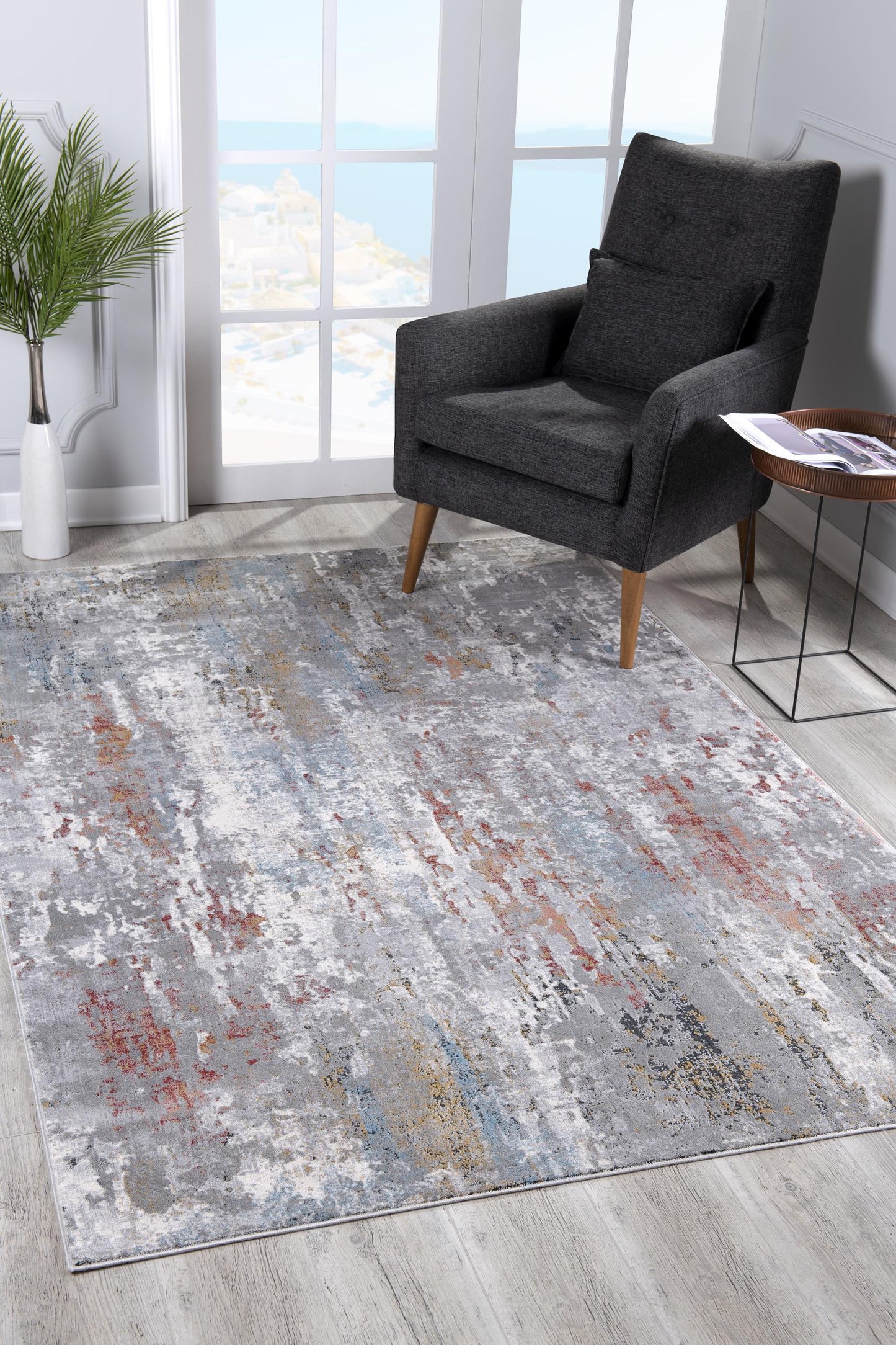 20' Gray Abstract Runner Rug