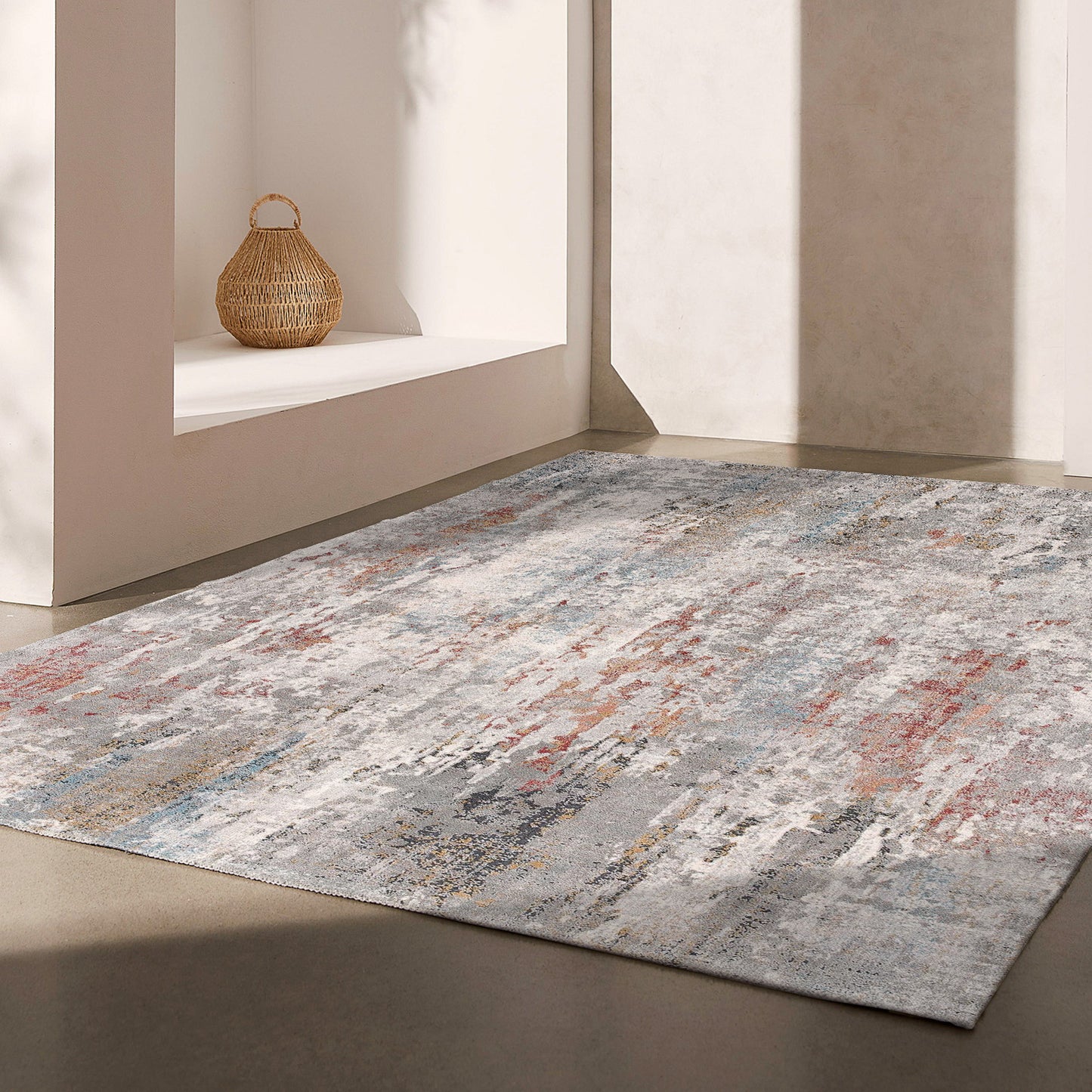 20' Gray Abstract Runner Rug
