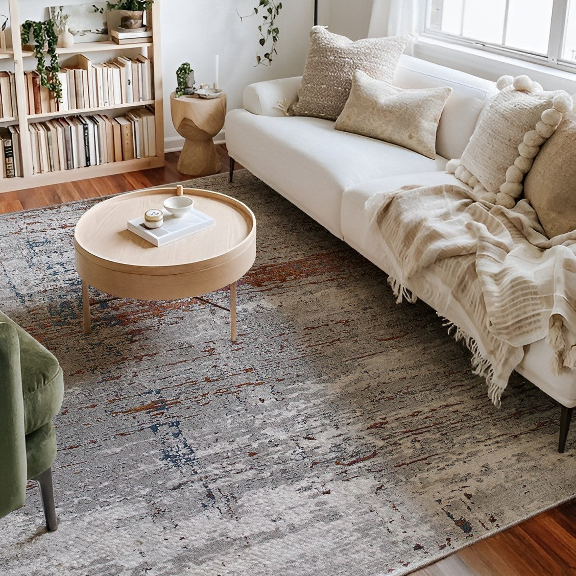 5’ X 8’ Gray And Brown Abstract Scraped Area Rug