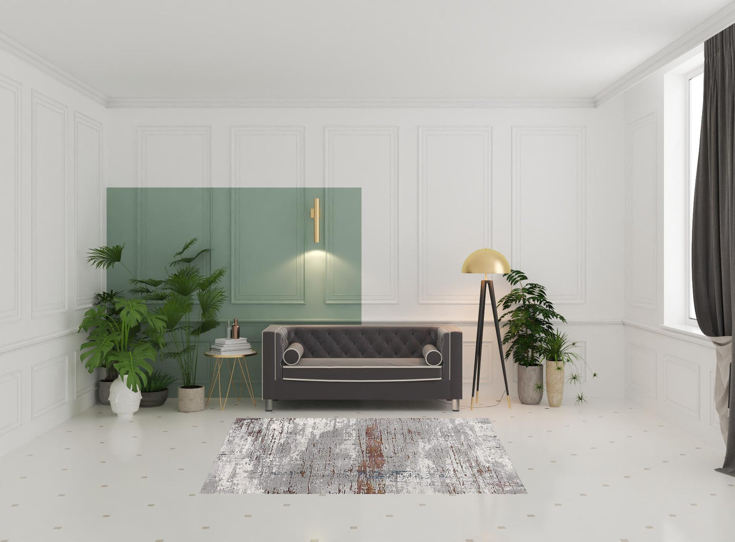5’ X 8’ Gray And Brown Abstract Scraped Area Rug