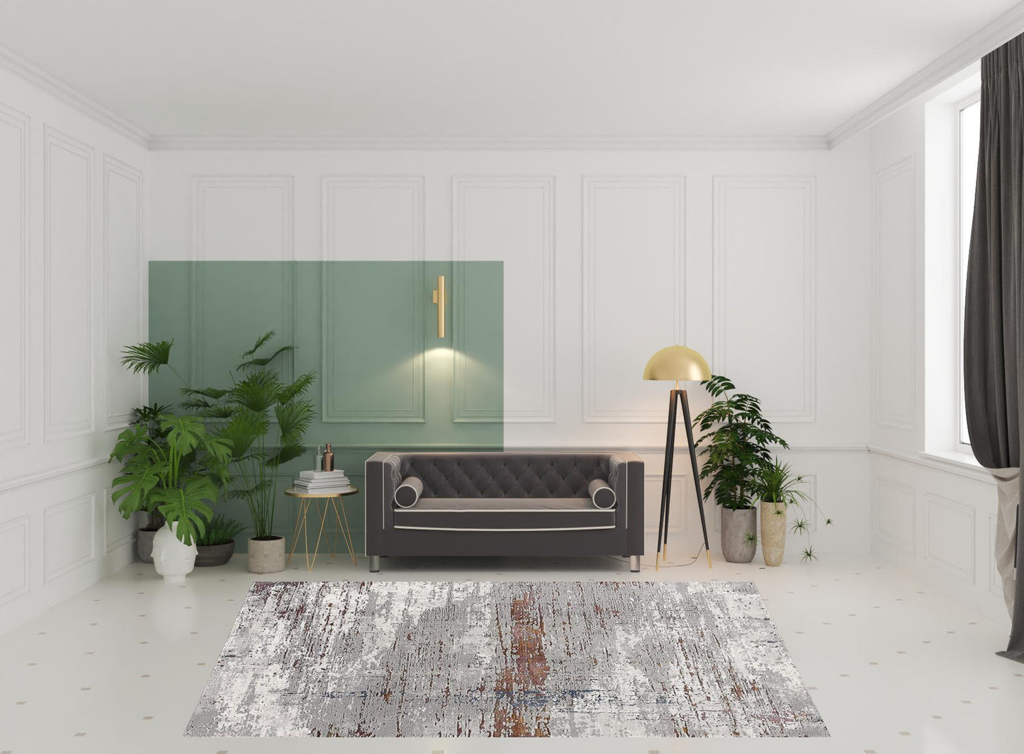 5’ X 8’ Gray And Brown Abstract Scraped Area Rug