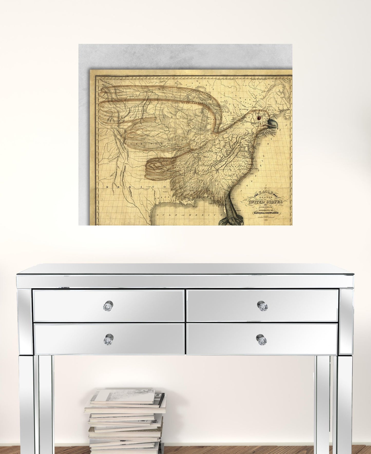 16" X 20" Eagle Map Of America C1833 Vintage Poster Wall Art