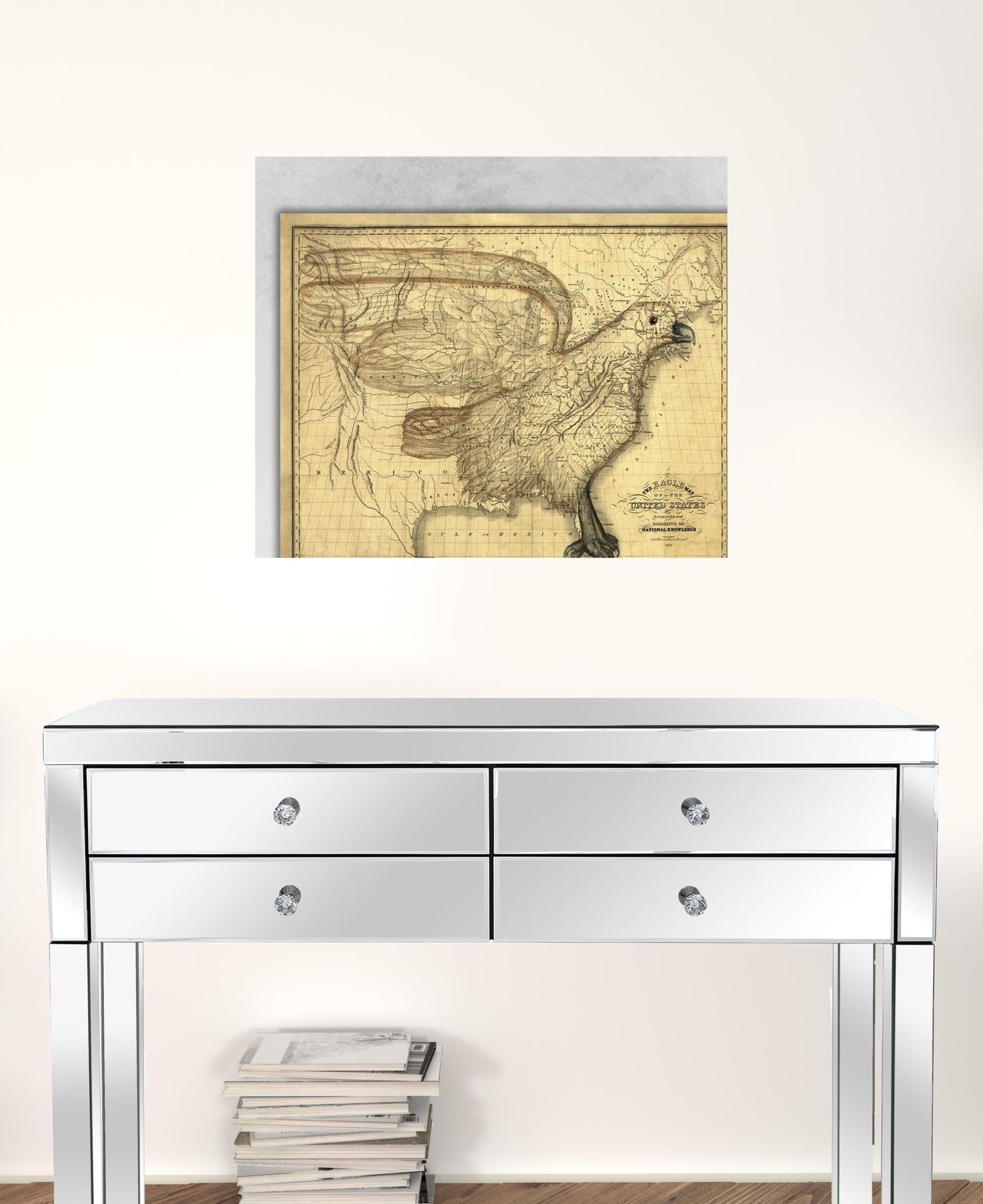 16" X 20" Eagle Map Of America C1833 Vintage Poster Wall Art