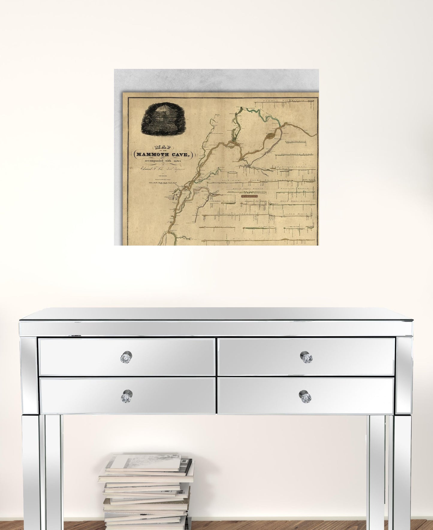 24" X 28" Map Of Kentucky Mammoth Cave Vintage Poster Wall Art