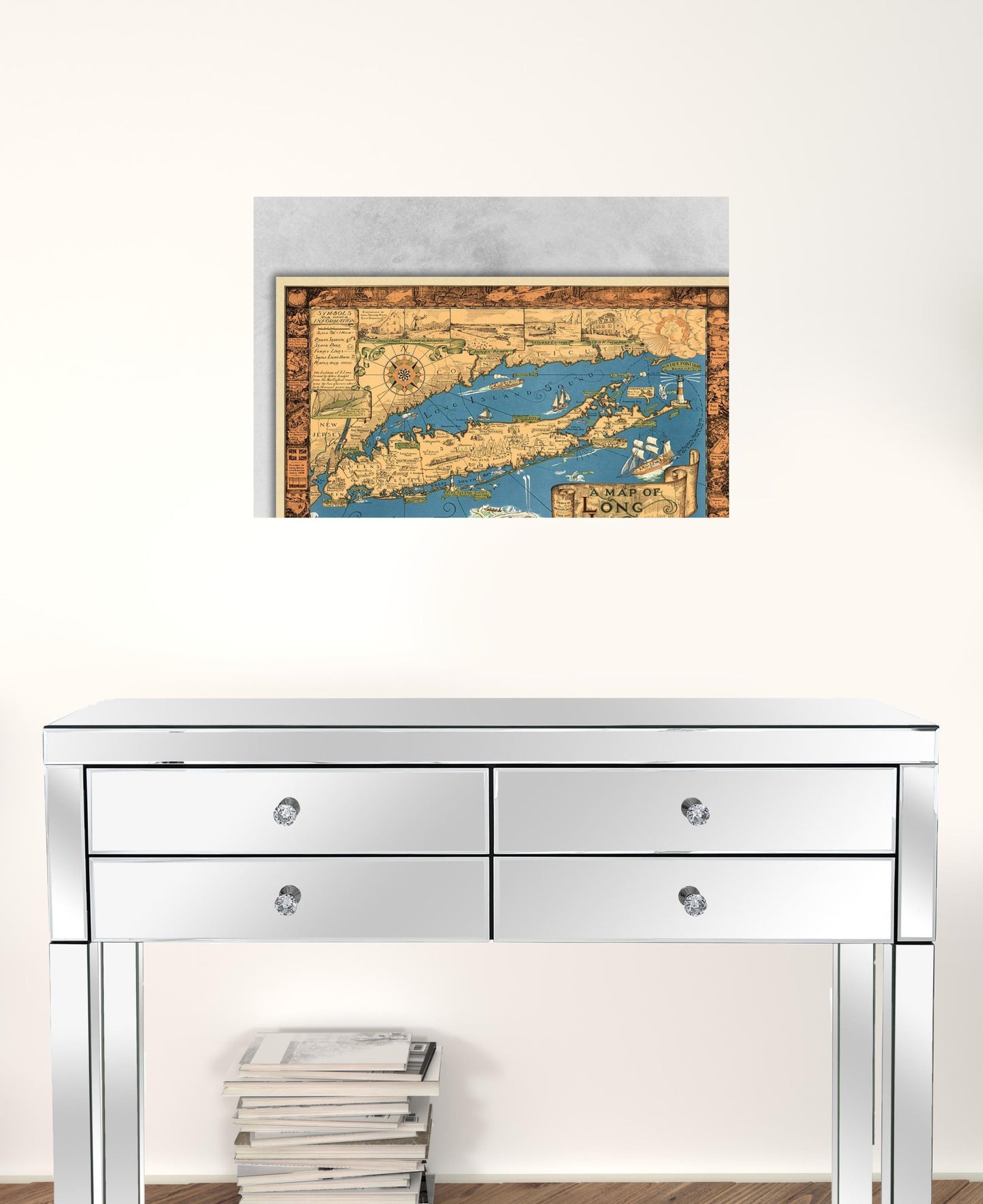 Vintage 1933 Map Of Long Island Unframed Print Wall Art
