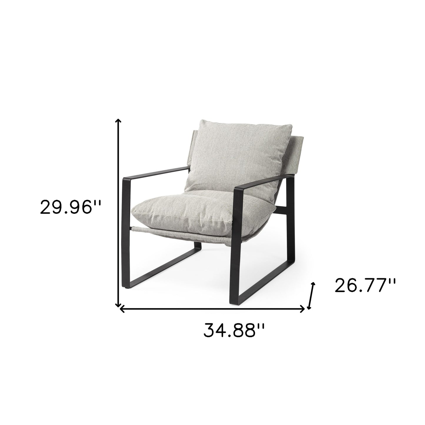 Stone Gray And Black Metal Sling Chair