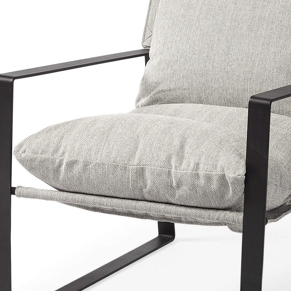 Stone Gray And Black Metal Sling Chair