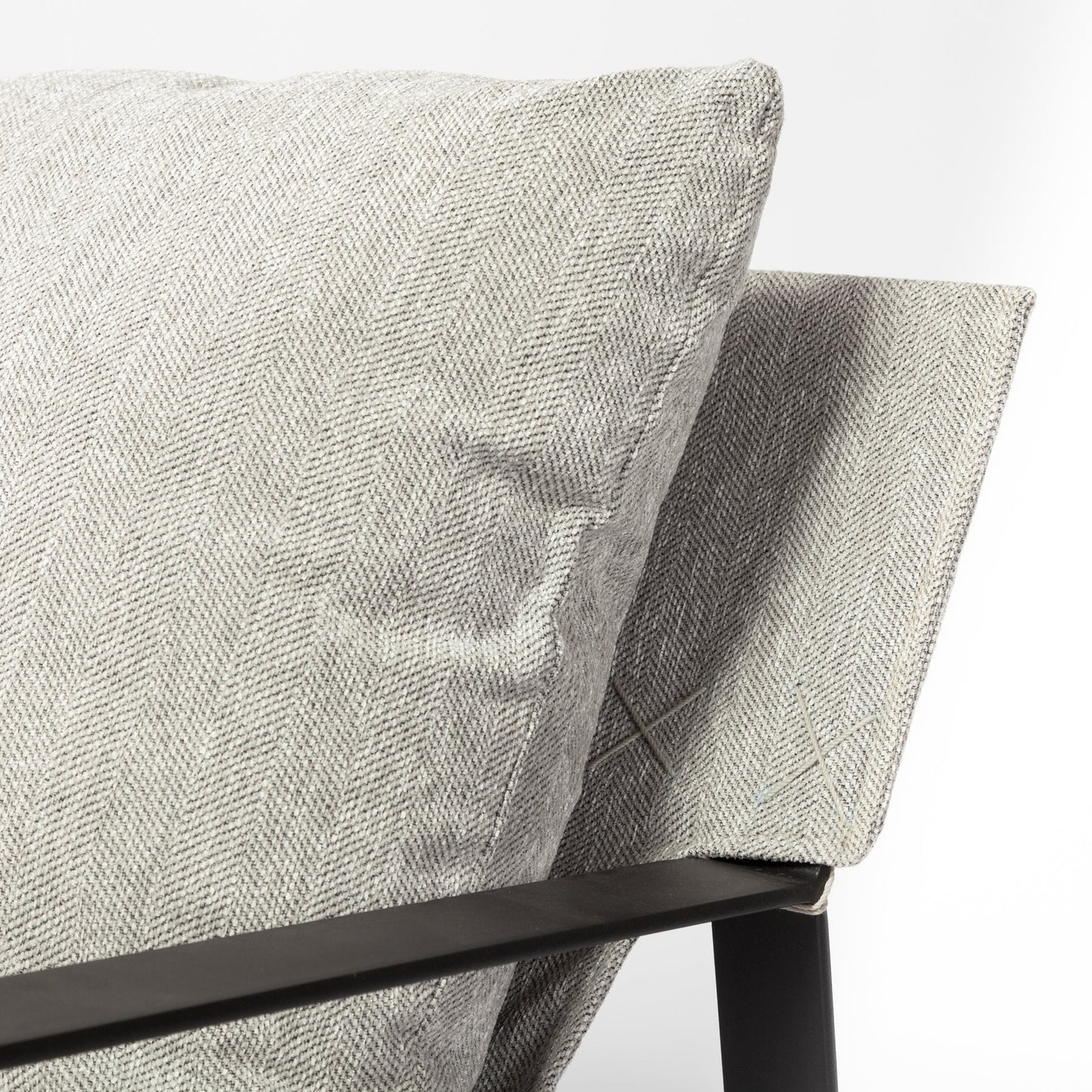 Stone Gray And Black Metal Sling Chair