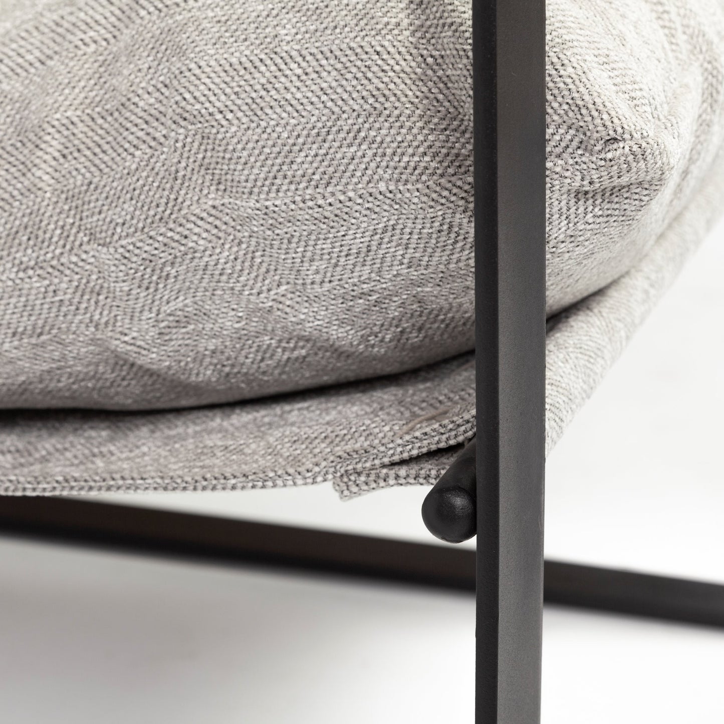Stone Gray And Black Metal Sling Chair