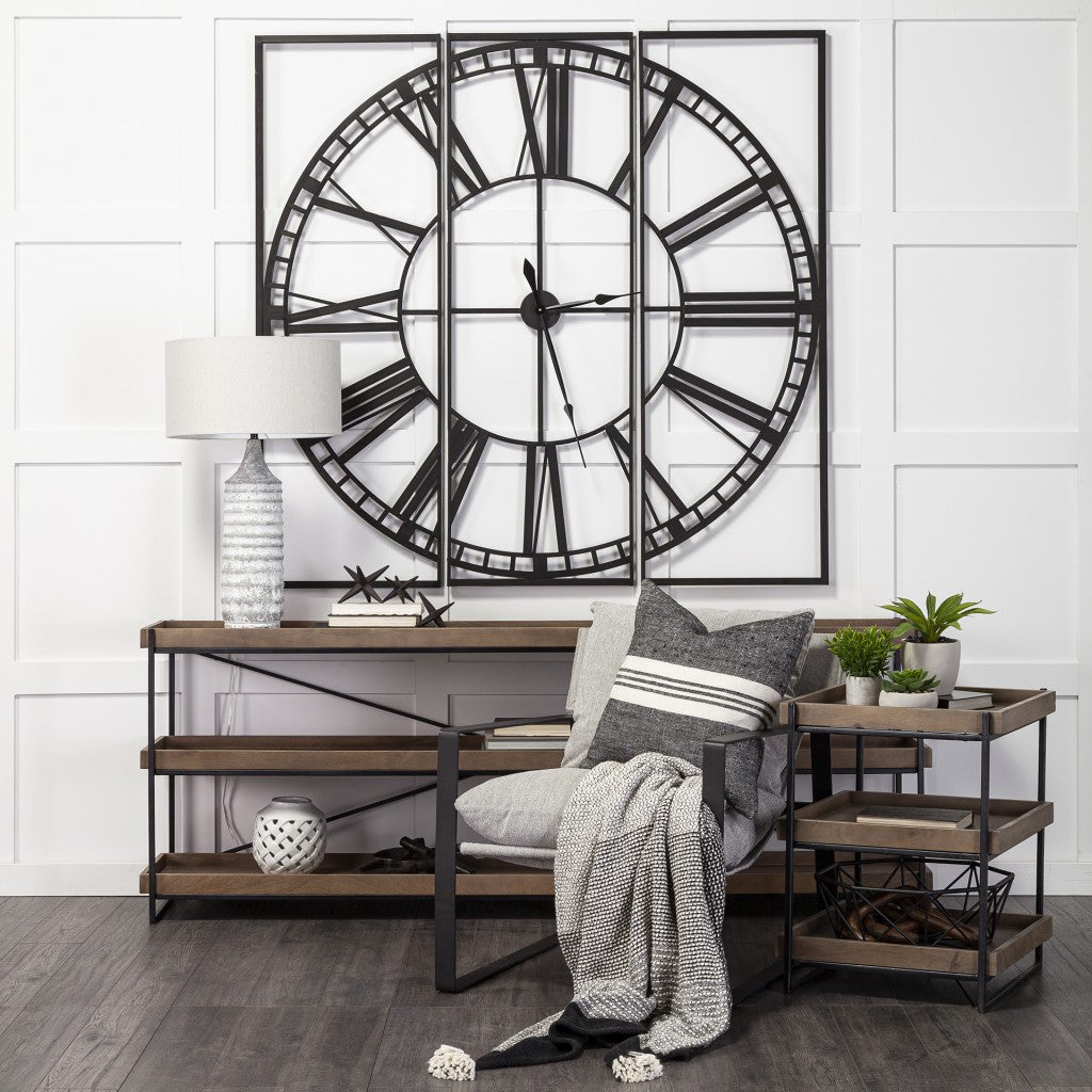 Stone Gray And Black Metal Sling Chair