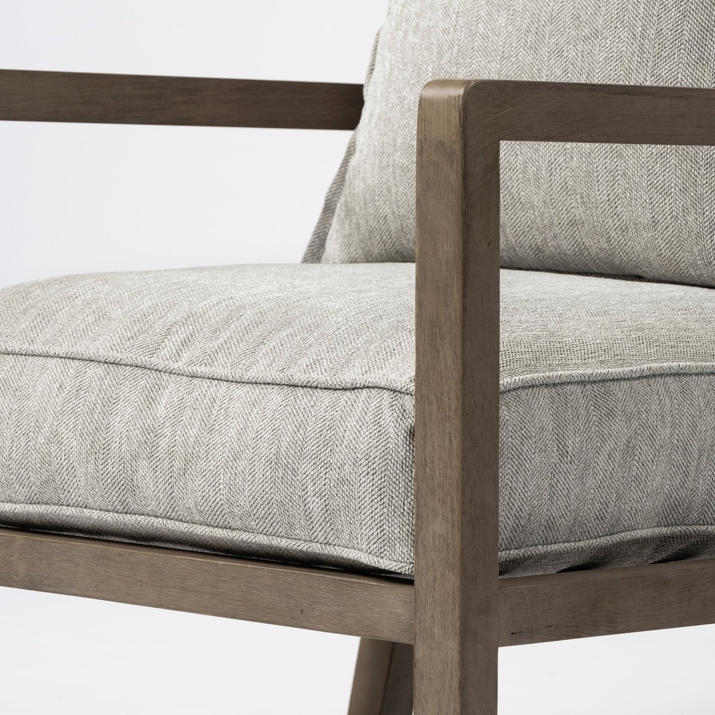 Wooden Accent Chair With Ash Gray Cushions