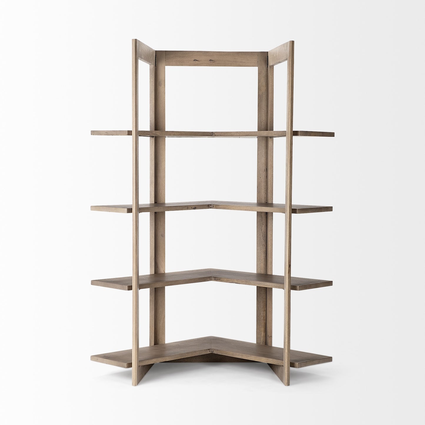 Light Brown Wooden Corner Shelving Unit