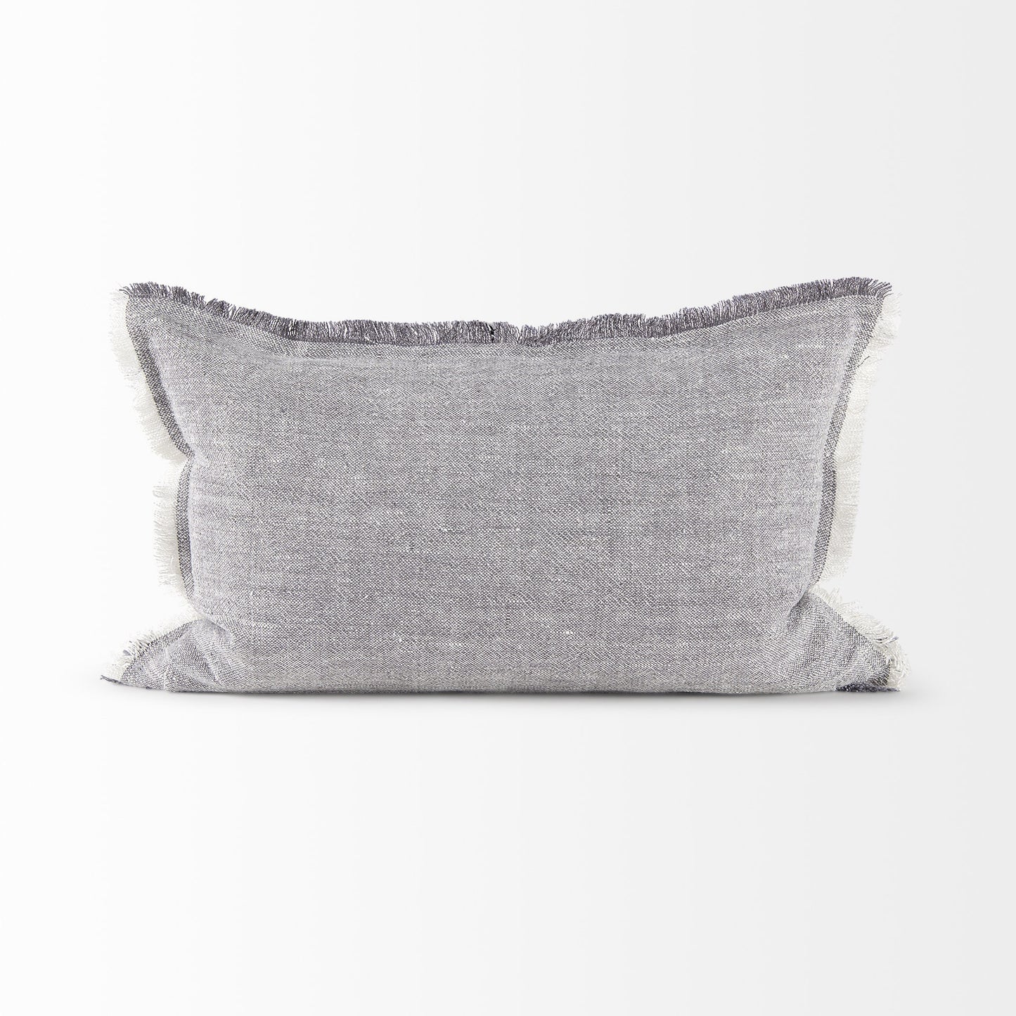 Light Gray Fringed Lumbar Throw Pillow Cover