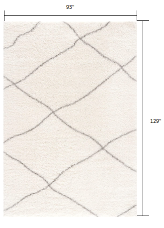 7’ X 9’ Ivory Modern Uneven Lattice Area Rug