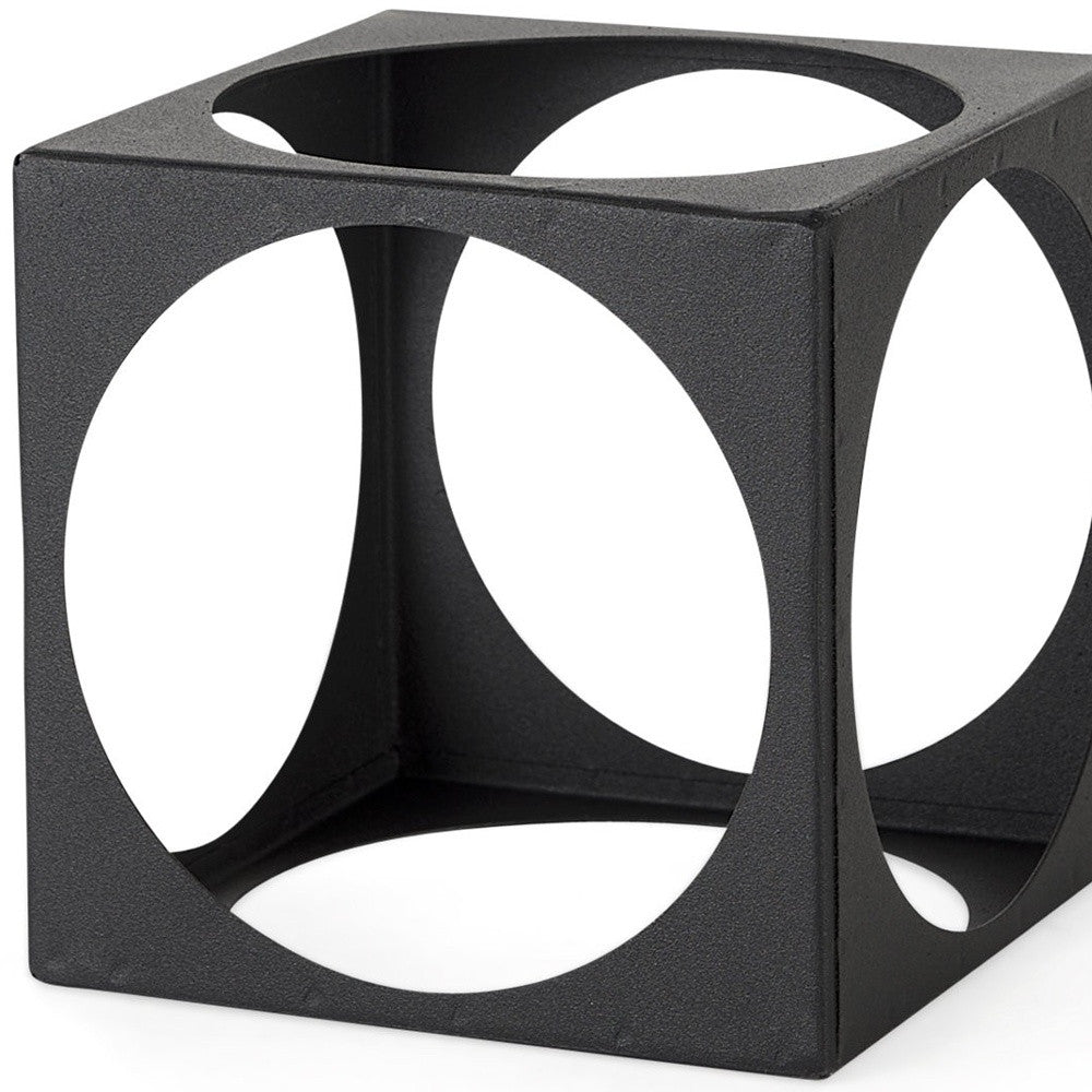 Petite Matte Black Metal Square Sculpture