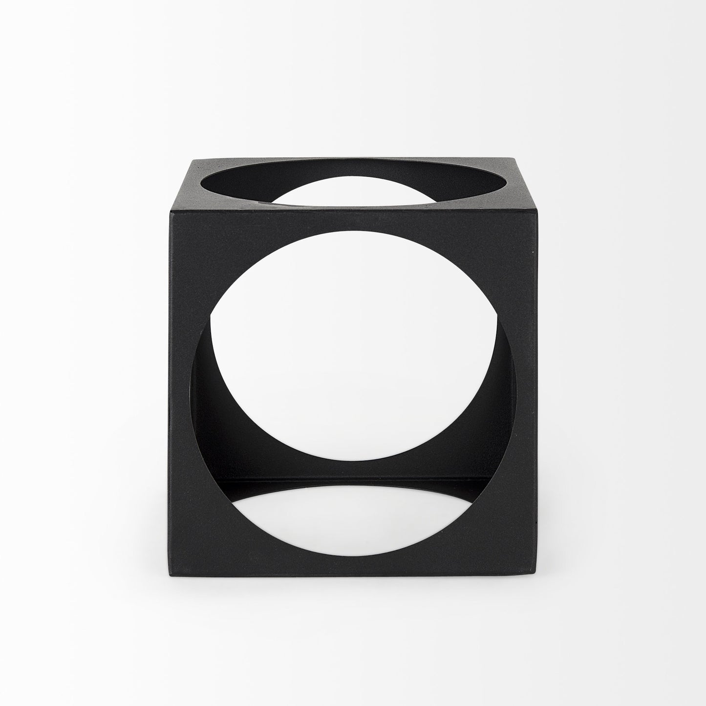 Petite Matte Black Metal Square Sculpture