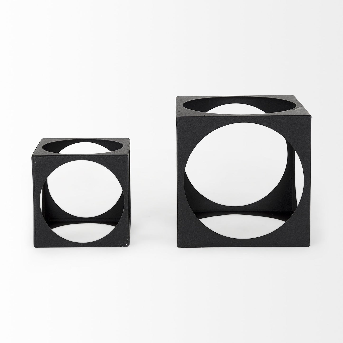 Petite Matte Black Metal Square Sculpture
