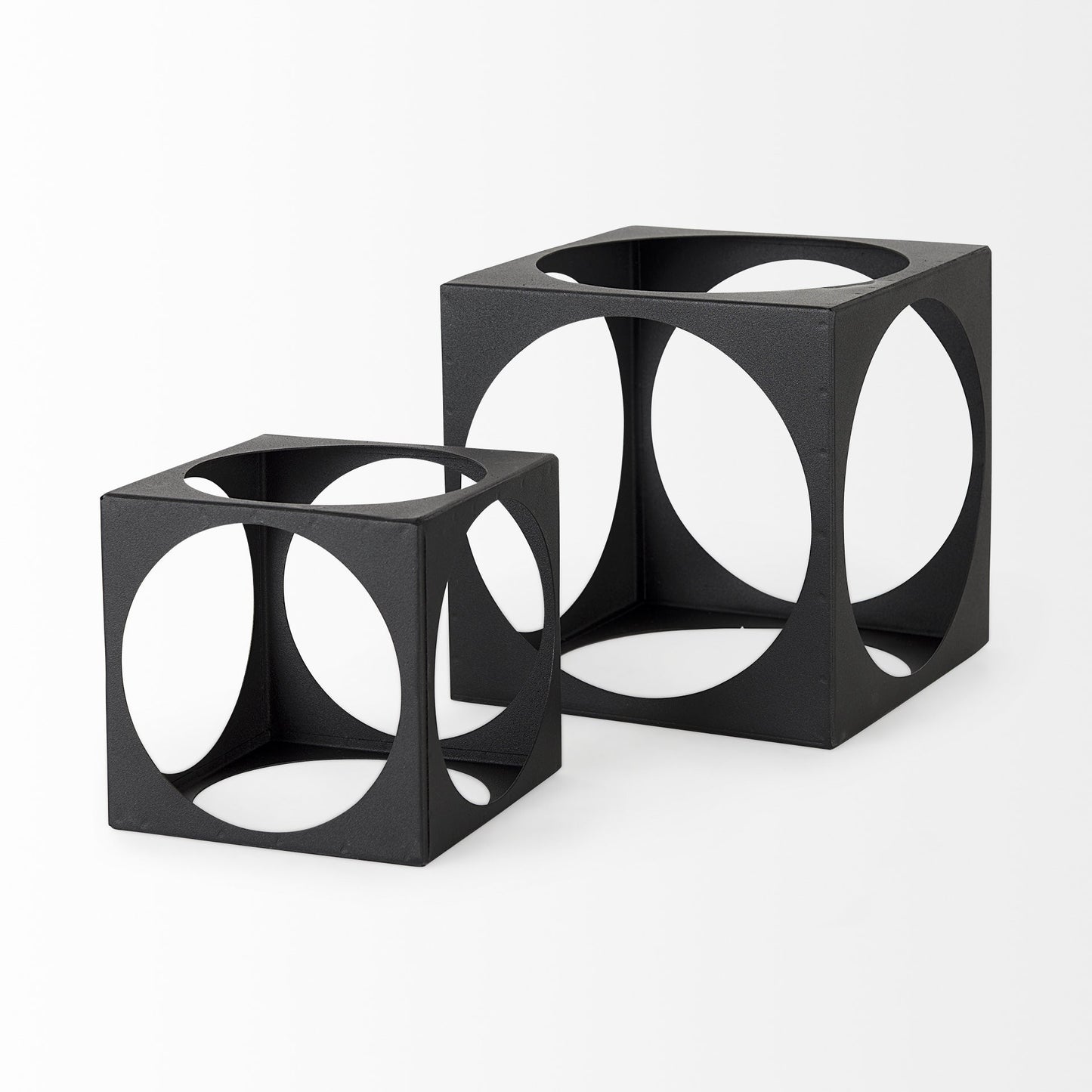 Petite Matte Black Metal Square Sculpture