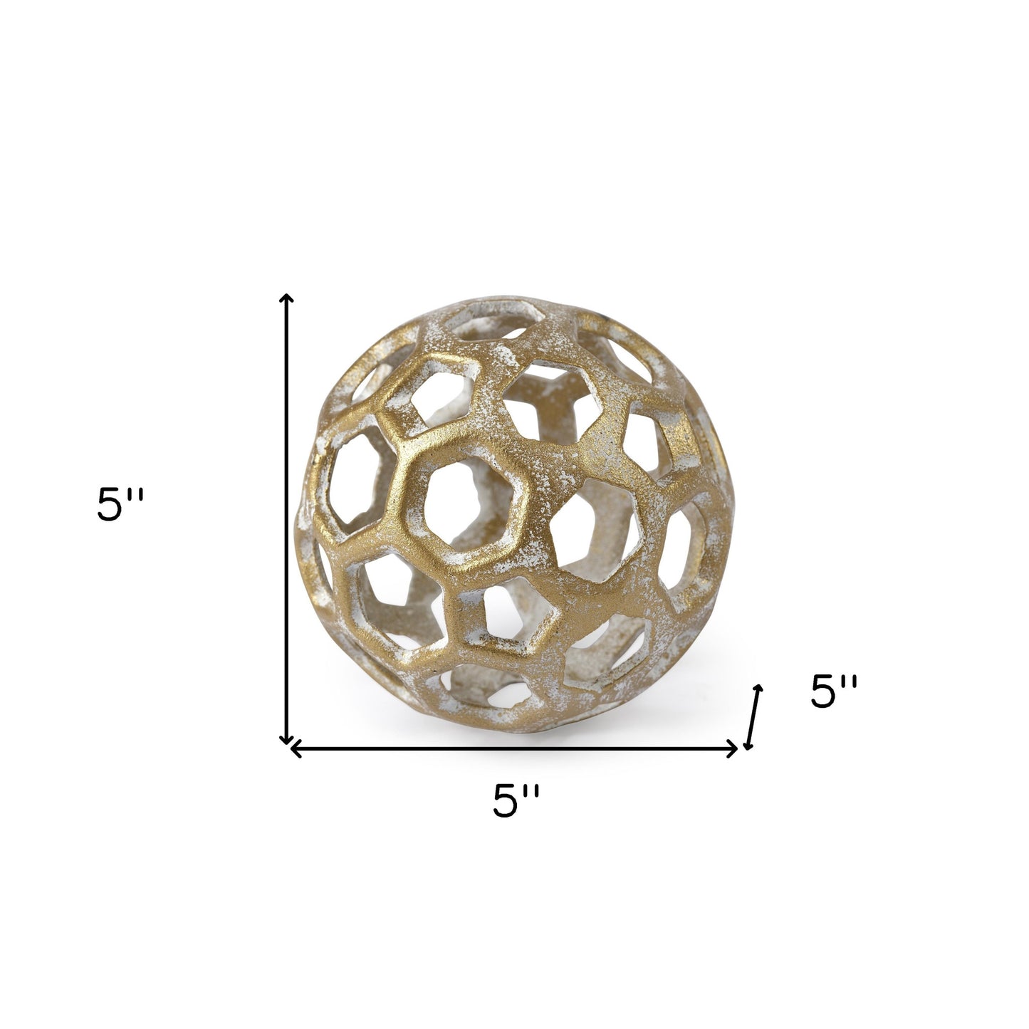 Gold Metal Hollow Orb Sculpture