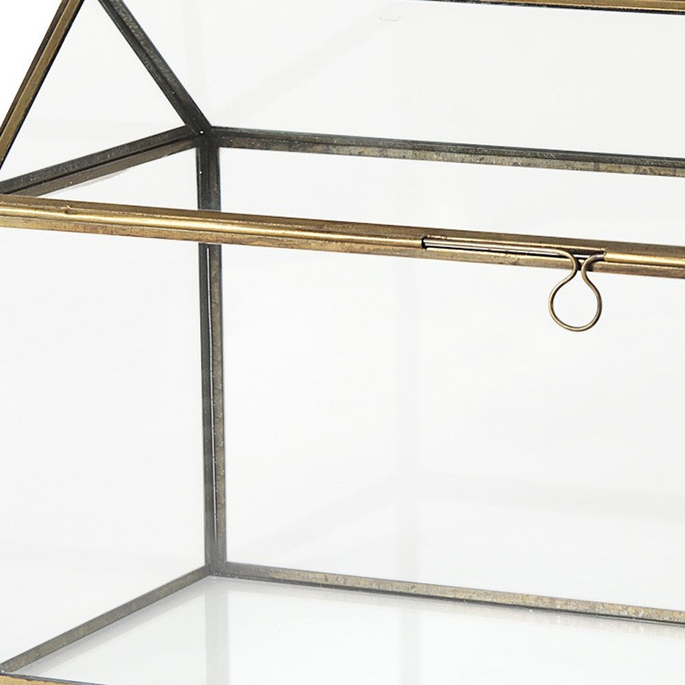 Modern Rustic Gold Metal And Glass Terrarium