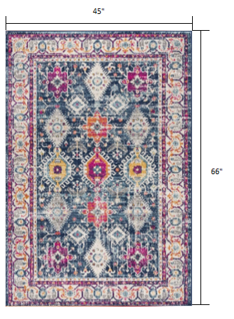 2? X 6? Navy Oriental Area Rug