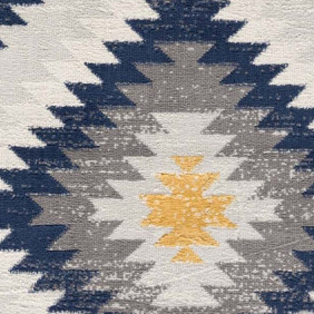 5' X 7' Blue Ikat Kilim Area Rug