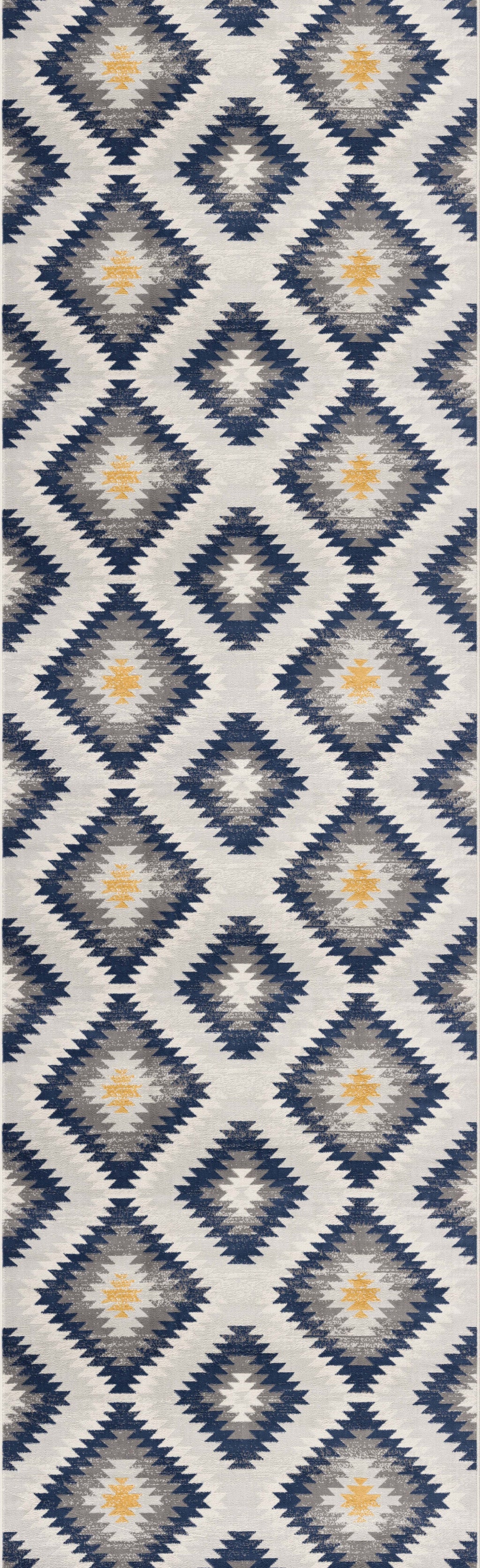 5' X 7' Blue Ikat Kilim Area Rug