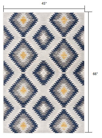 5' X 7' Blue Ikat Kilim Area Rug