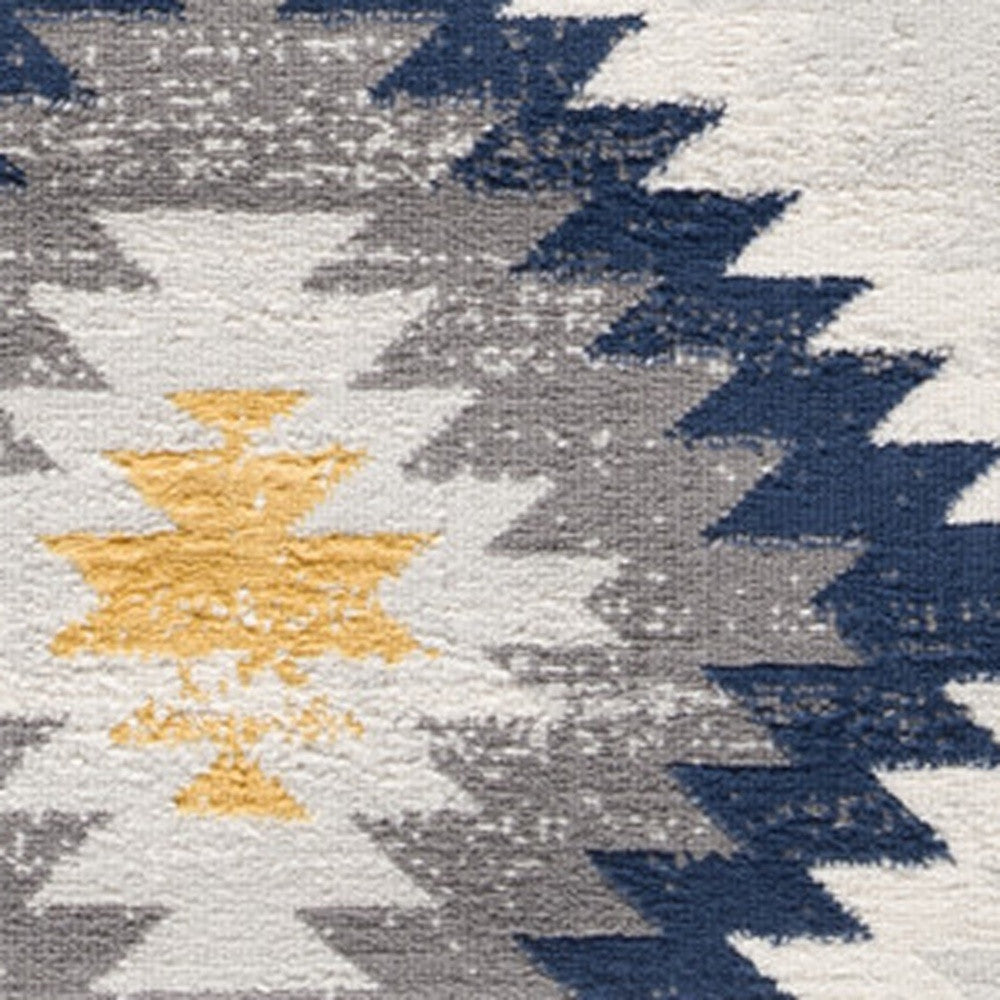 5' X 7' Blue Ikat Kilim Area Rug