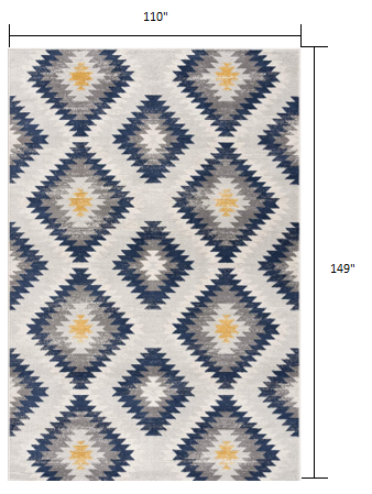5' X 7' Blue Ikat Kilim Area Rug