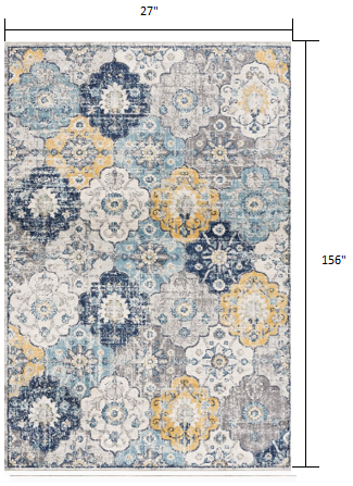 10' Blue Floral Dhurrie Runner Rug