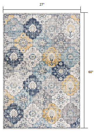 10' Blue Floral Dhurrie Runner Rug