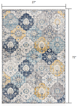 10' Blue Floral Dhurrie Runner Rug