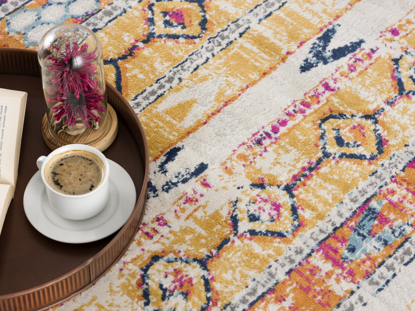 8' Orange And Ivory Southwestern Dhurrie Runner Rug
