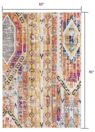 8' Orange And Ivory Southwestern Dhurrie Runner Rug