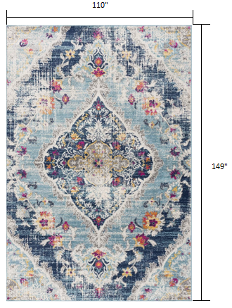 2' X 4' Blue Oriental Dhurrie Area Rug