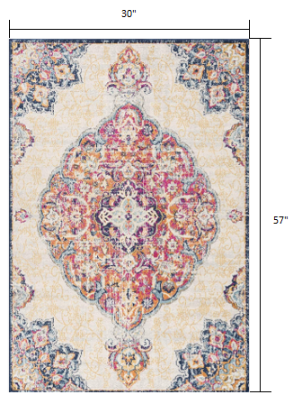5' X 7' Cream Oriental Dhurrie Area Rug