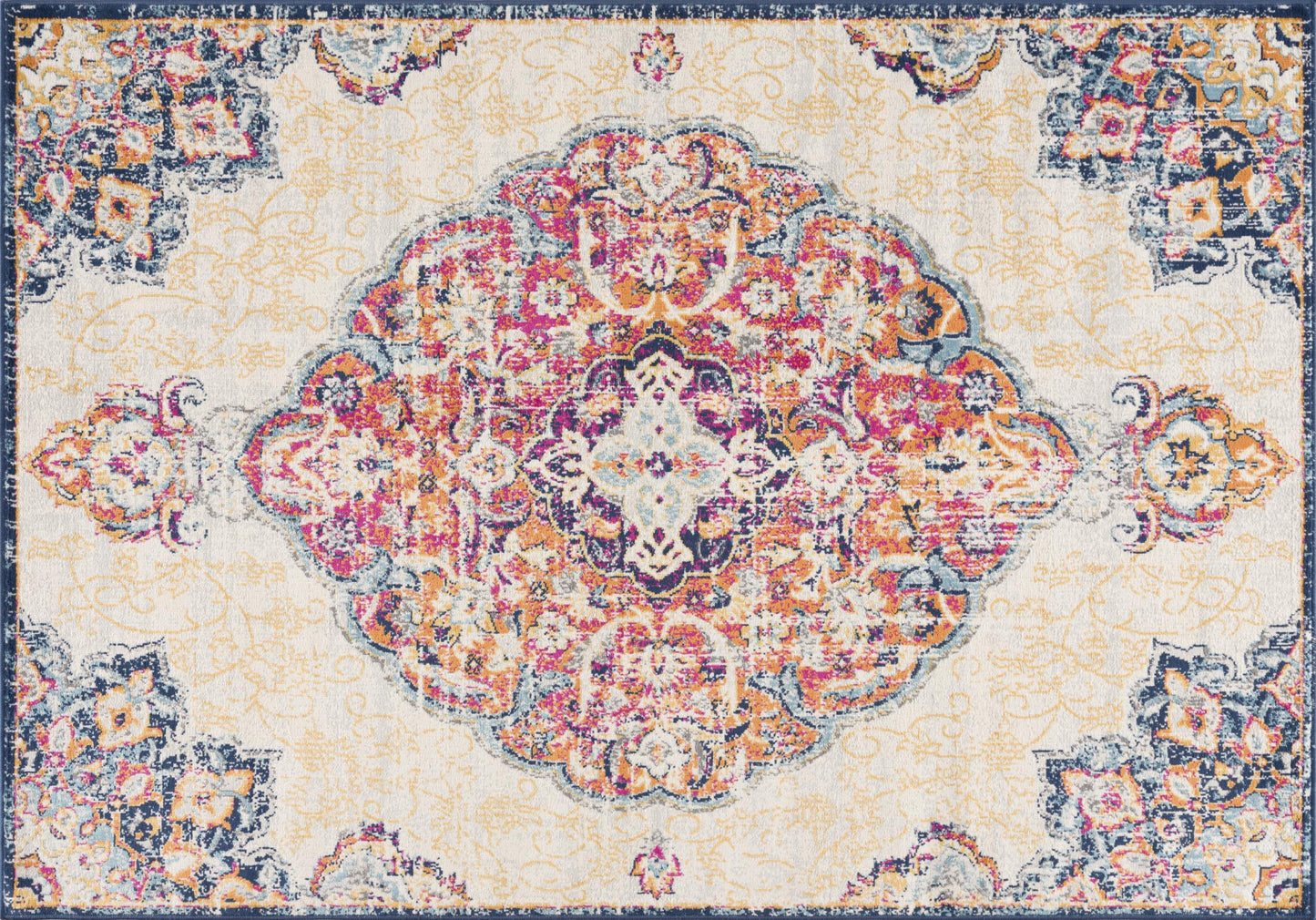 5' X 7' Cream Oriental Dhurrie Area Rug