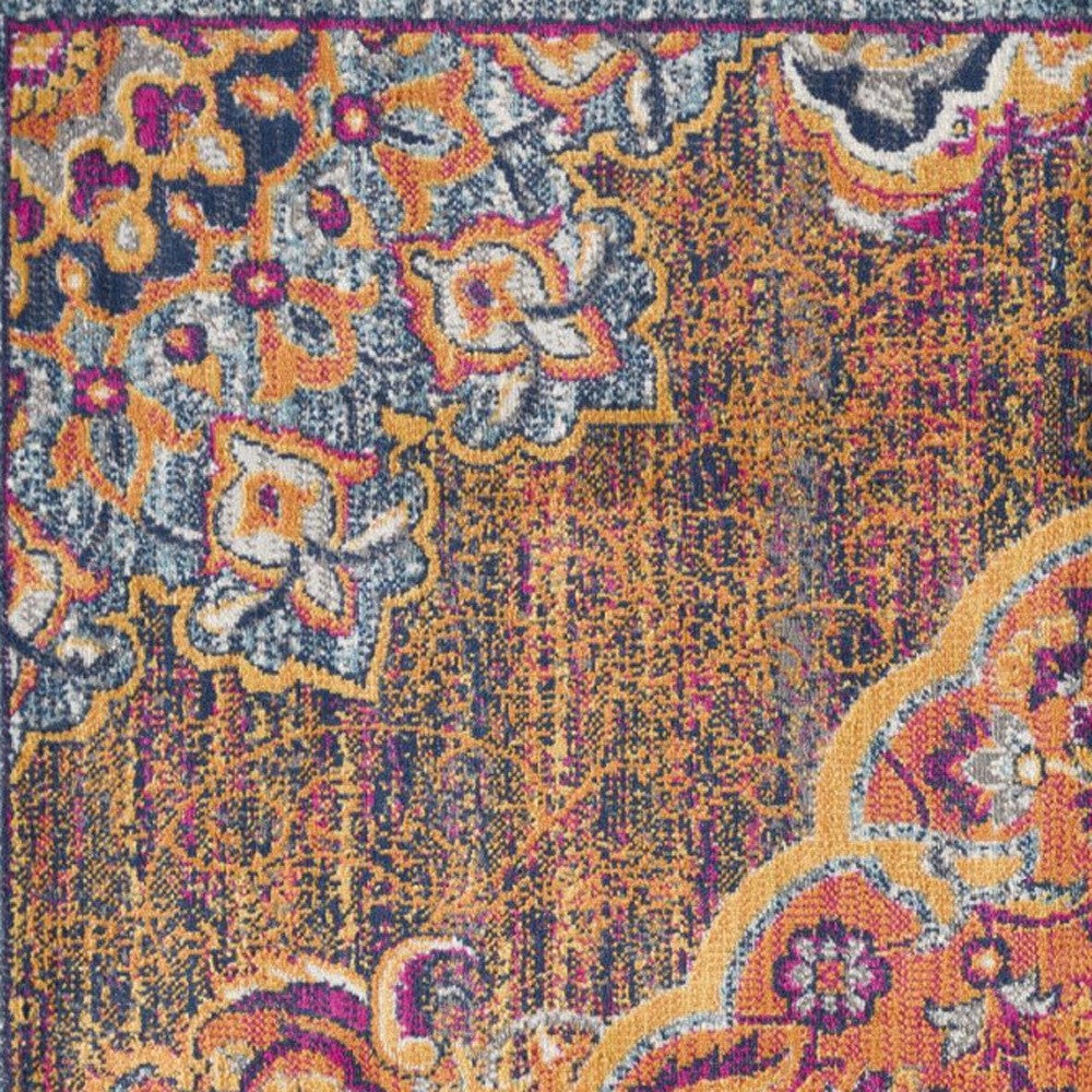 4’ X 6’ Rustic Orange Medallion Area Rug