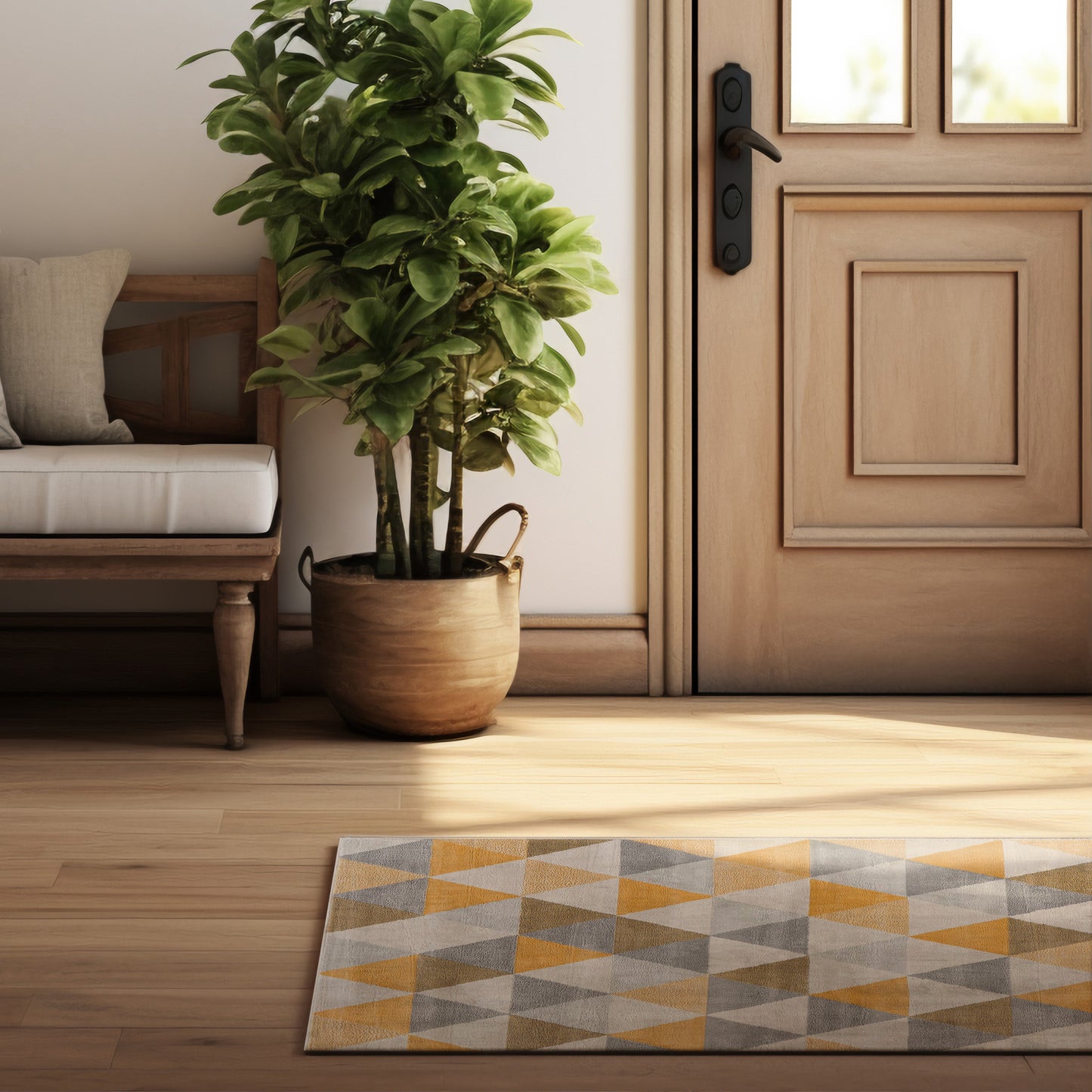 8' X 10' Yellow Geometric Dhurrie Area Rug