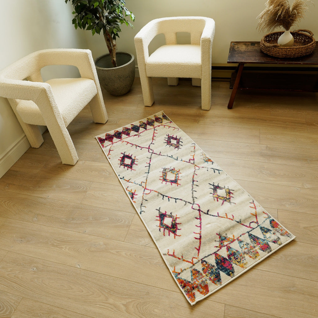 5' X 8' Cream Damask Area Rug