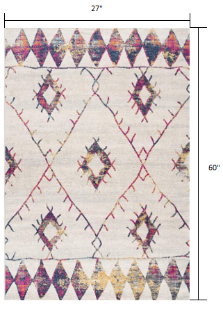 5' X 8' Cream Damask Area Rug