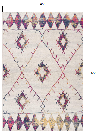 5' X 8' Cream Damask Area Rug