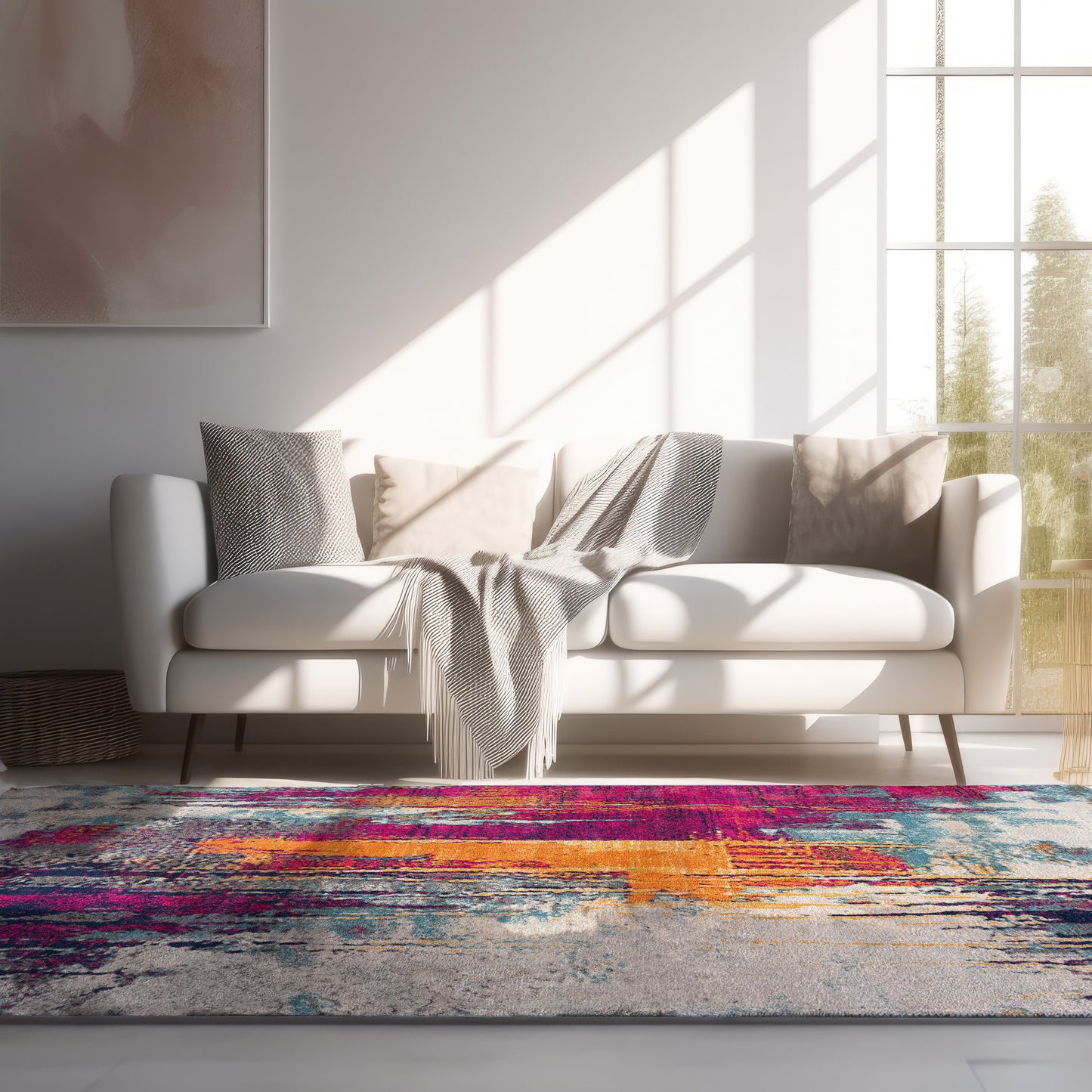 8' X 10' Magenta Abstract Dhurrie Area Rug