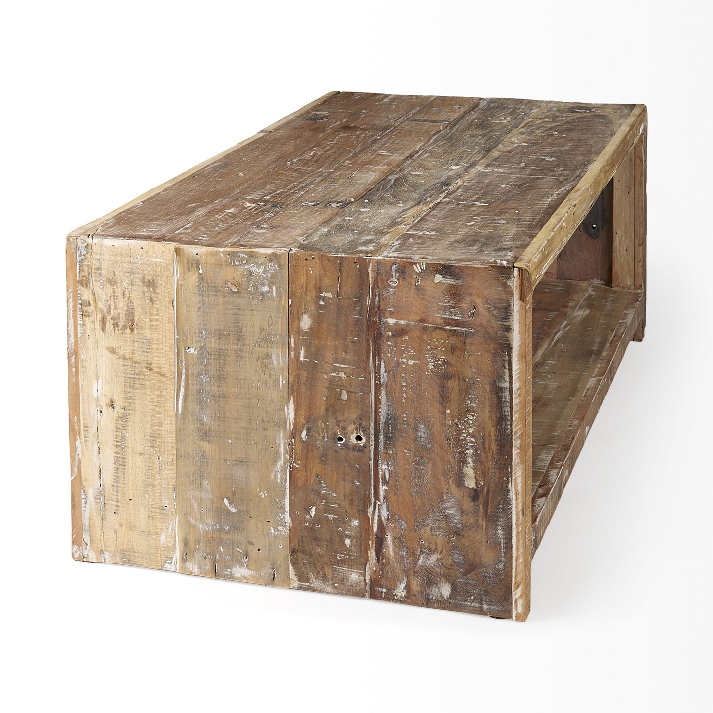 48" Natural Solid Wood Coffee Table With Shelf