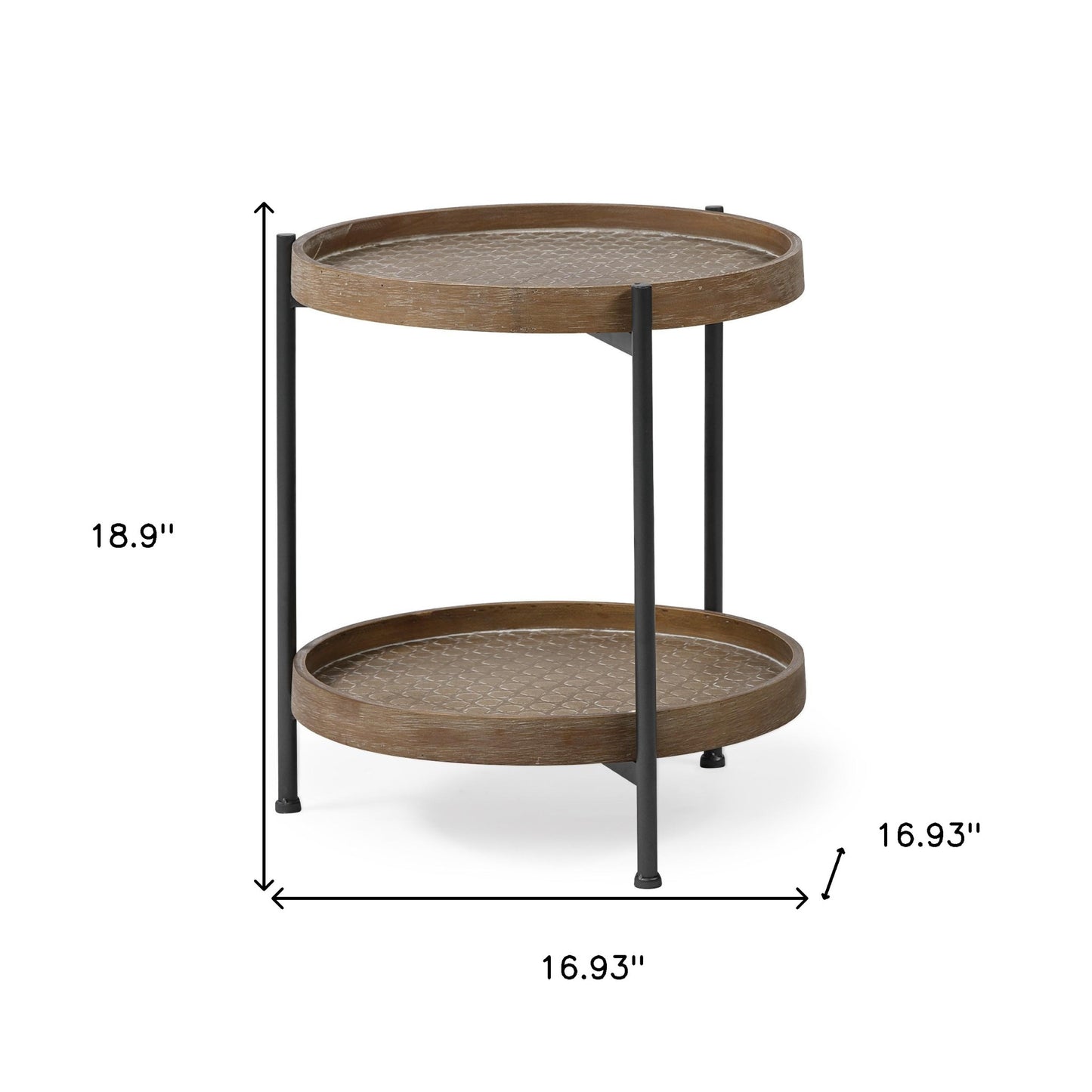 Brown Double Tier Embossed End Table