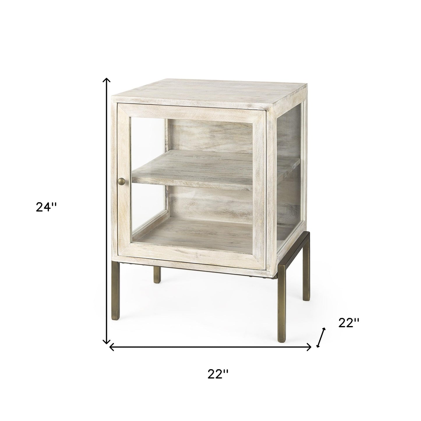 Rustic Weathered White And Gold Shadowbox Cabinet