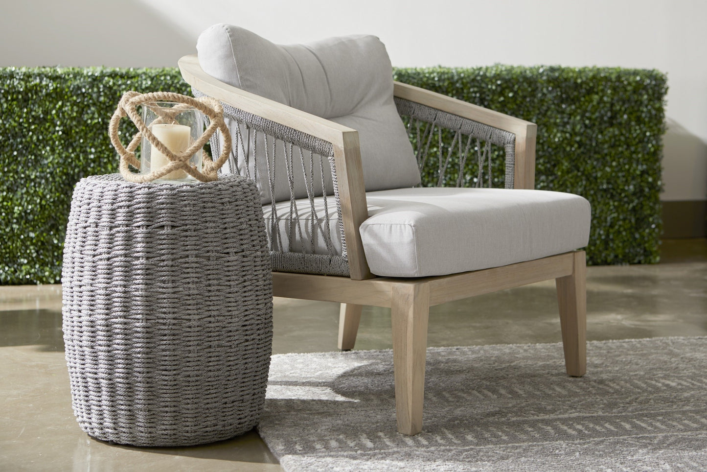 17" Gray Woven Indoor or Outdoor End Table