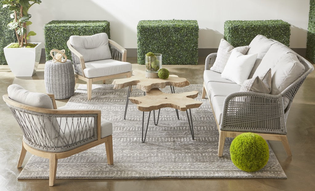 17" Gray Woven Indoor or Outdoor End Table