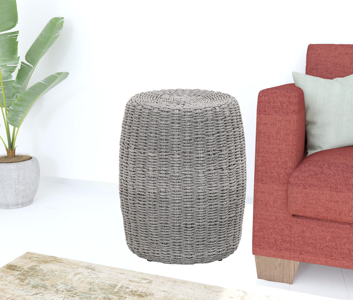 17" Gray Woven Indoor or Outdoor End Table